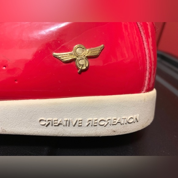 Creative Recreation Cesario Hi Hightops Red Silk & Faux Leather Sneakers 39 - Picture 4 of 5